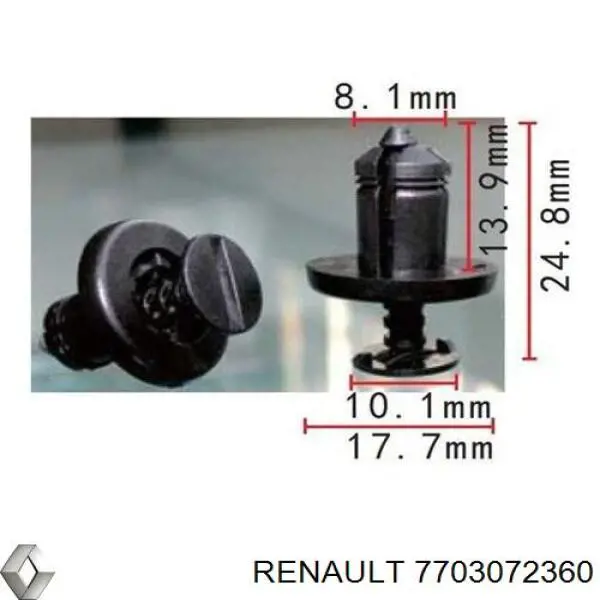 7703072360 Renault (RVI) clips de fijación para rejilla de radiador
