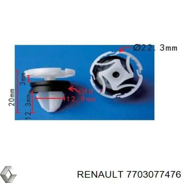 Clips Fijación, revestimiento puerta RENAULT 7703077476