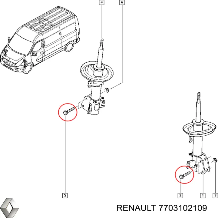 Tornillo de fijación del amortiguador delantero Renault (RVI) 7703102109 precio, desde 13,39 EUR