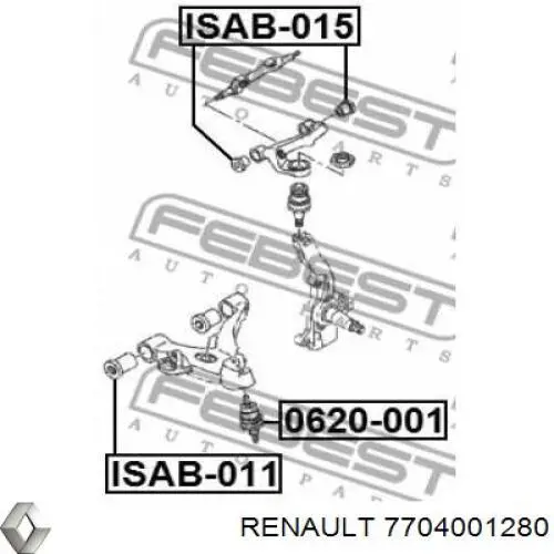 7704001280 Renault (RVI) silentblock de suspensión delantero inferior