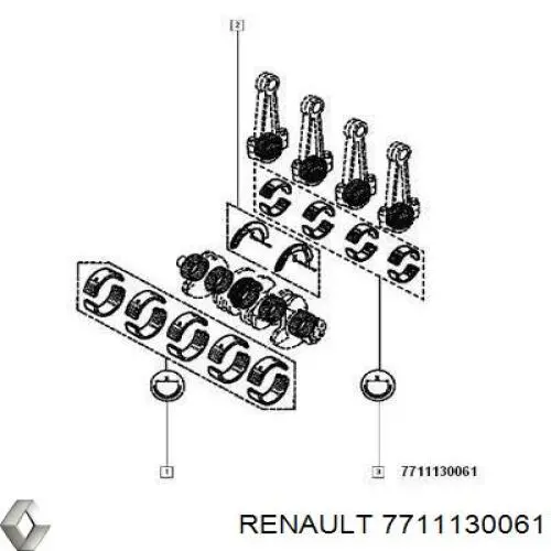 Juego de cojinetes de biela, estándar (STD) Renault (RVI) 7711130061 precio, desde 24,23 EUR