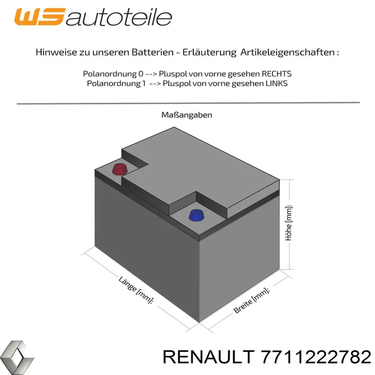 Batería de arranque Renault (RVI) 7711222782 precio, desde 152,34 EUR