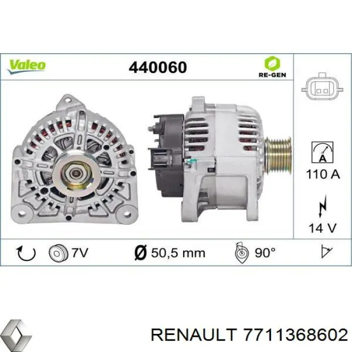Alternador del motor Renault (RVI) 7711368602 precio, desde 63,89 EUR