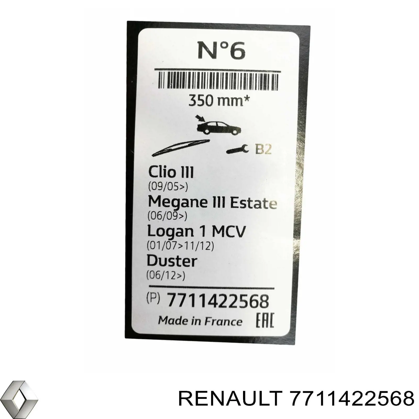 Limpiaparabrisas posterior Renault (RVI) 7711422568