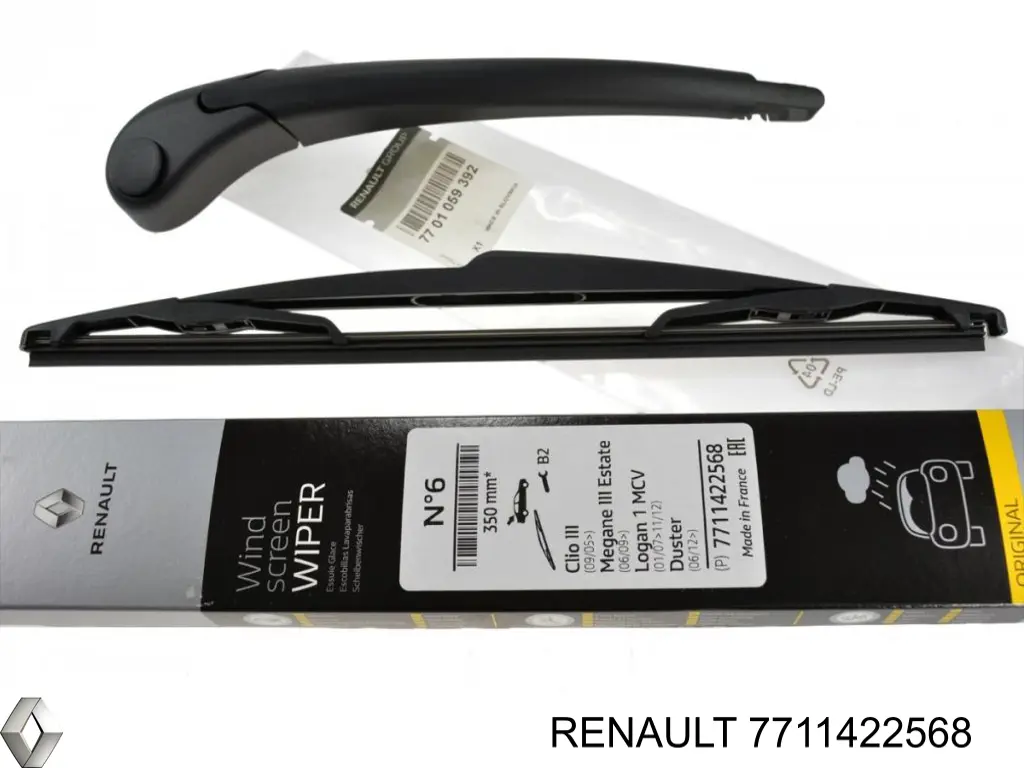 7711422568 Renault (RVI) Limpiaparabrisas trasero