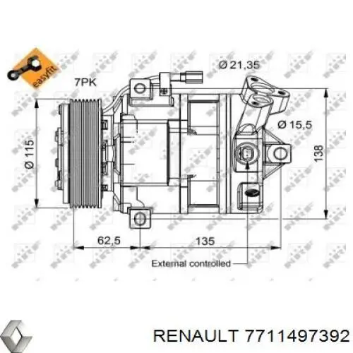 Compresor ac Renault (RVI) 7711497392 precio, desde 354,45 EUR