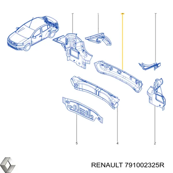 791002325R Renault (RVI) Panel trasero del maletero