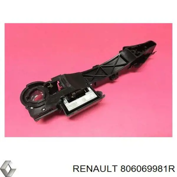 806069981R Renault (RVI) soporte de manecilla de puerta de batientes trasera izquierda