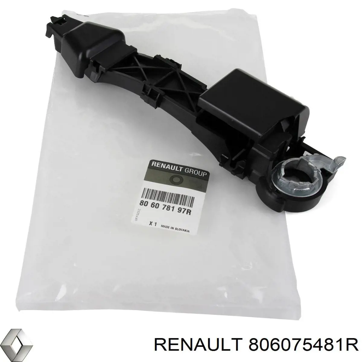 Soporte de manija exterior de puerta delantera izquierda 806075481R Renault (RVI)