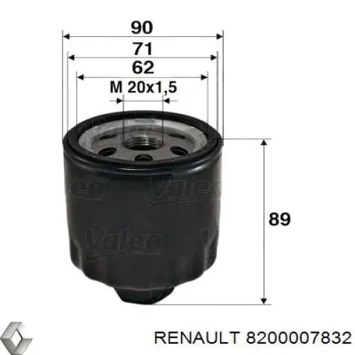 8200007832 Renault (RVI) filtro de aceite