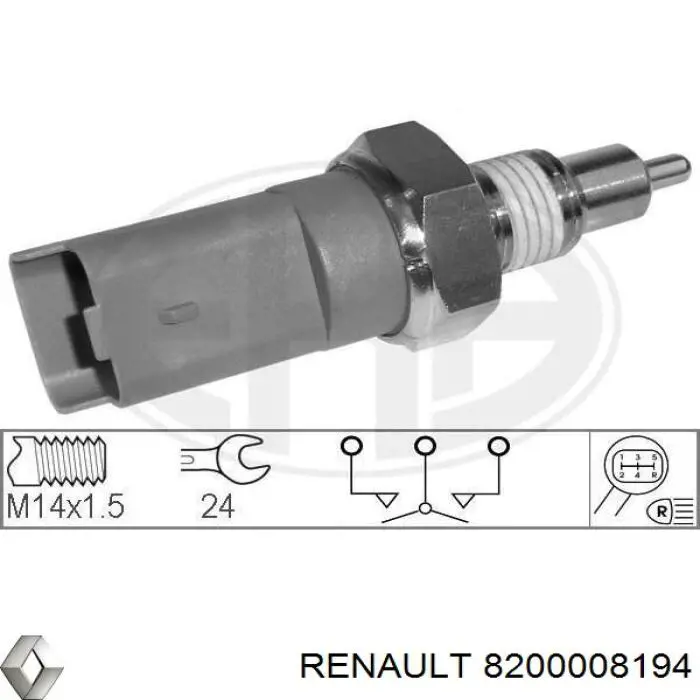 8200008194 Renault (RVI) sensor de marcha atrás