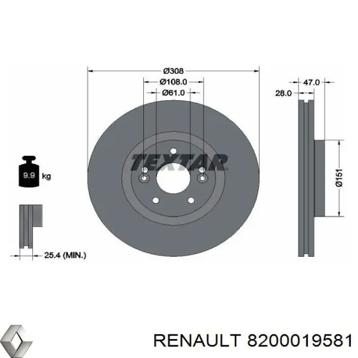 Frenos delanteros Renault (RVI) 8200019581 precio, desde 55,18 EUR