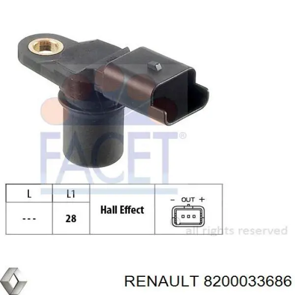 Comprar 8200033686 Renault (RVI) Sensor de posición del árbol de levas