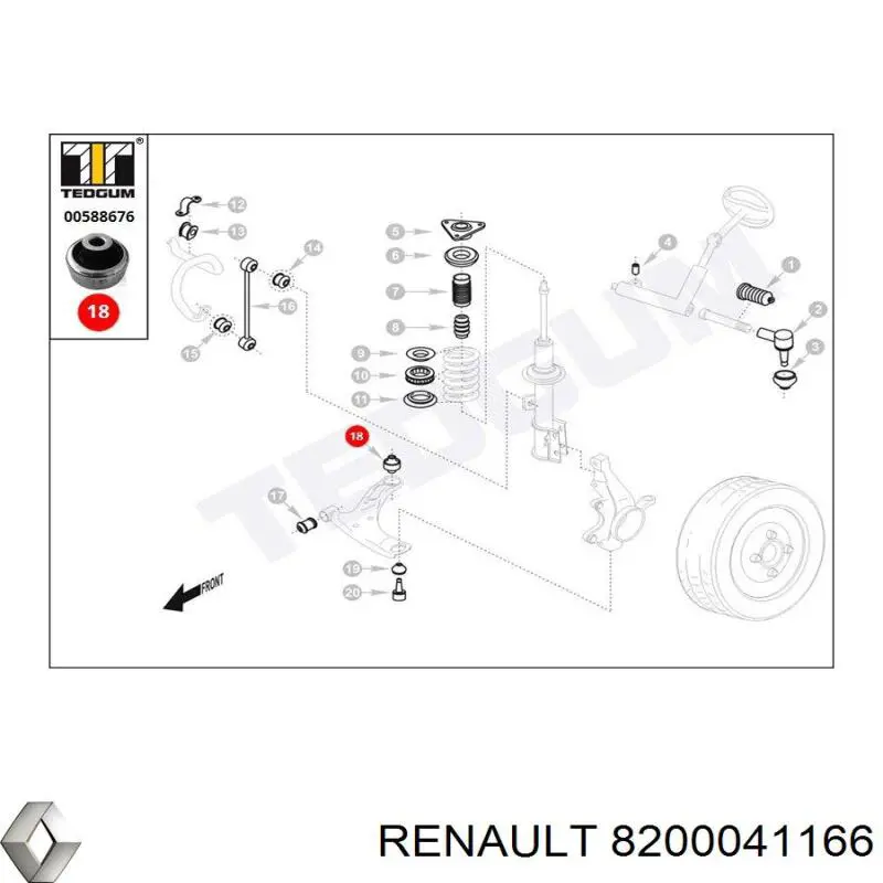 8200041166 Renault (RVI) Silentblock de brazo de suspensión delantero inferior