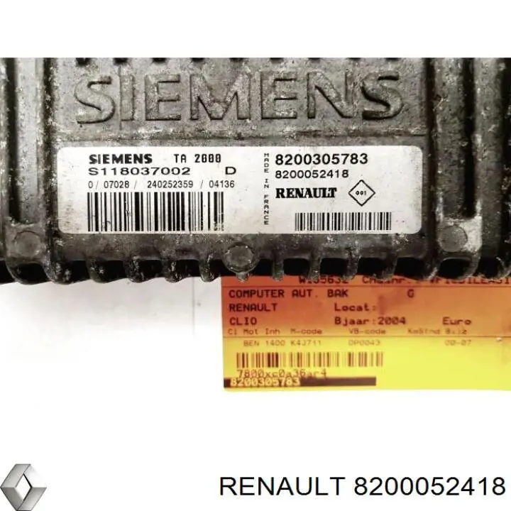 S118038004A Renault (RVI) Módulo de control electrónico de la transmisión automática