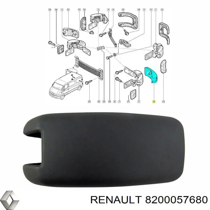 8200057680 Renault (RVI) bisagra embellecedora puerta trasera con bisagras