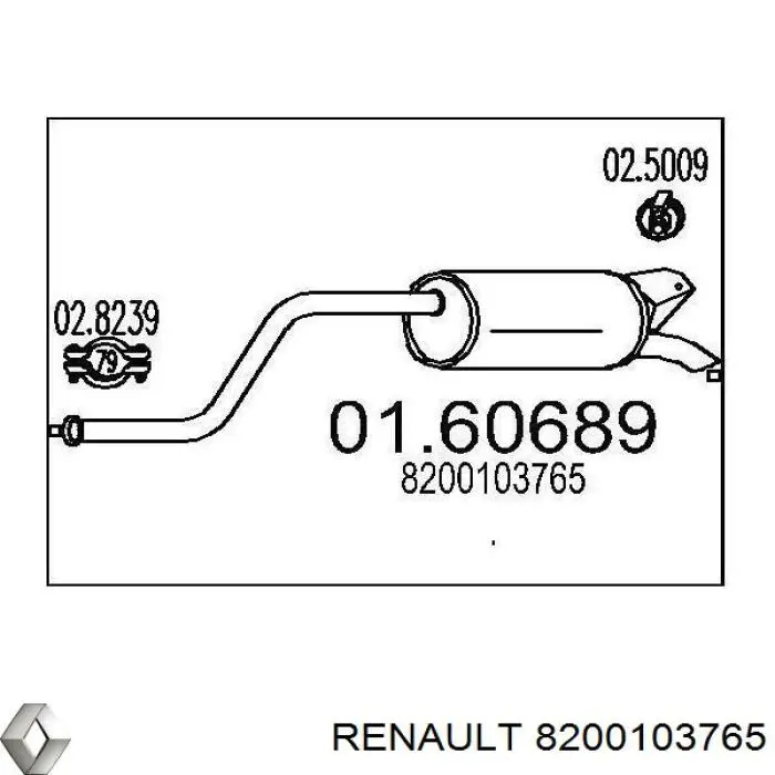 Silenciador trasero Renault (RVI) 8200103765 precio, desde 77,13 EUR