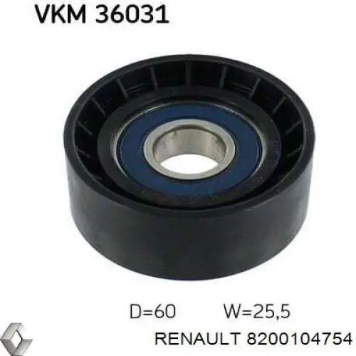 Comprar 8200104754 Renault (RVI) Polea inversión/guía, correa poli V