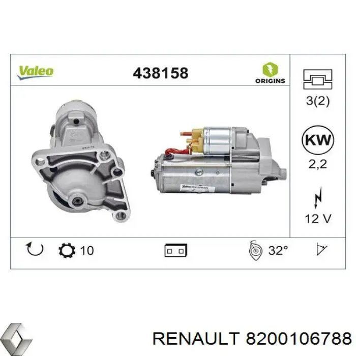 Arrancador Renault (RVI) 8200106788