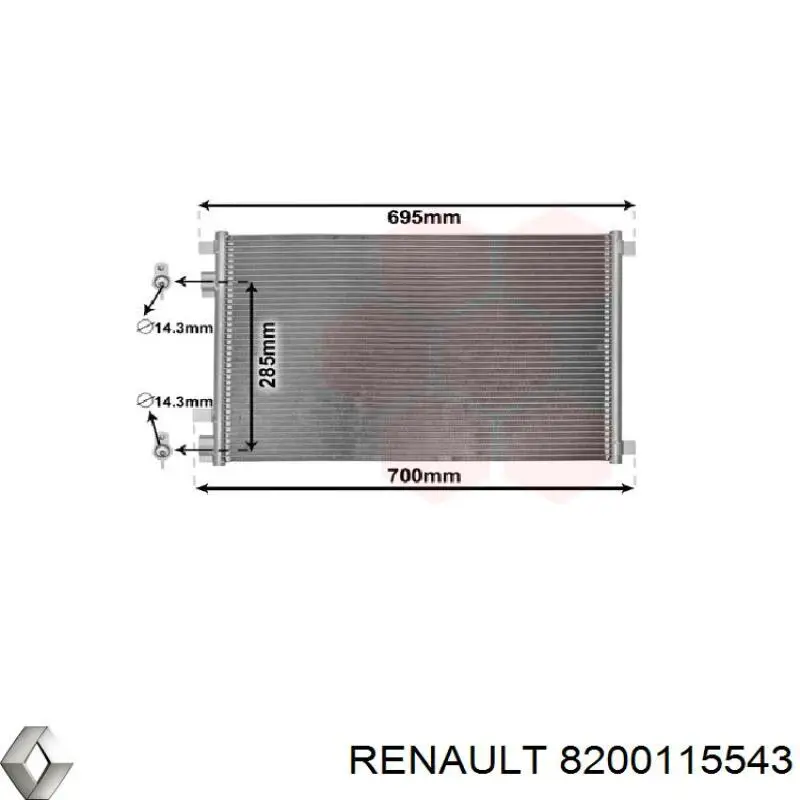Comprar 8200115543 Renault (RVI) Condensador de aire acondicionado