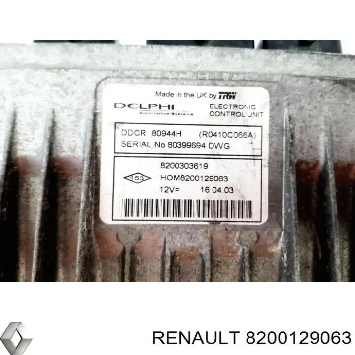 Unidad de control del motor  Renault (RVI) 8200129063 precio, desde 55,18 EUR