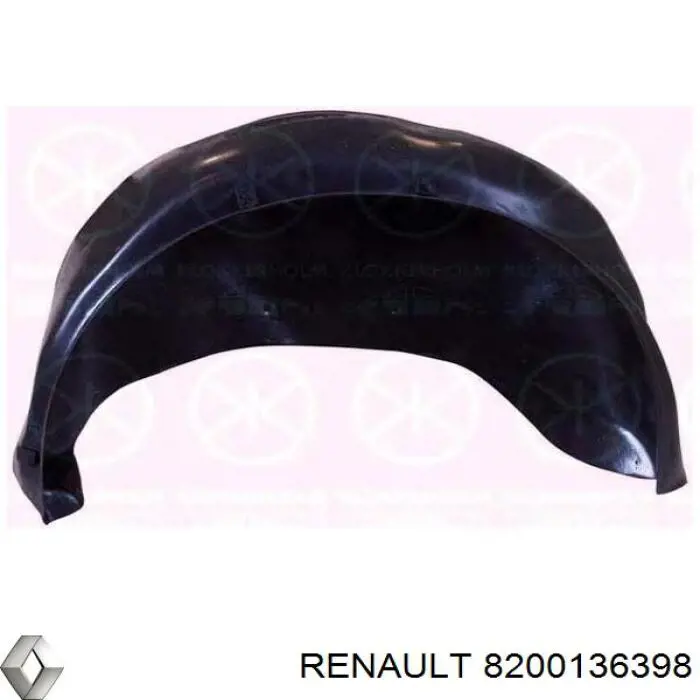 8200136398 Renault (RVI) guardabarros interior, aleta trasera, derecho