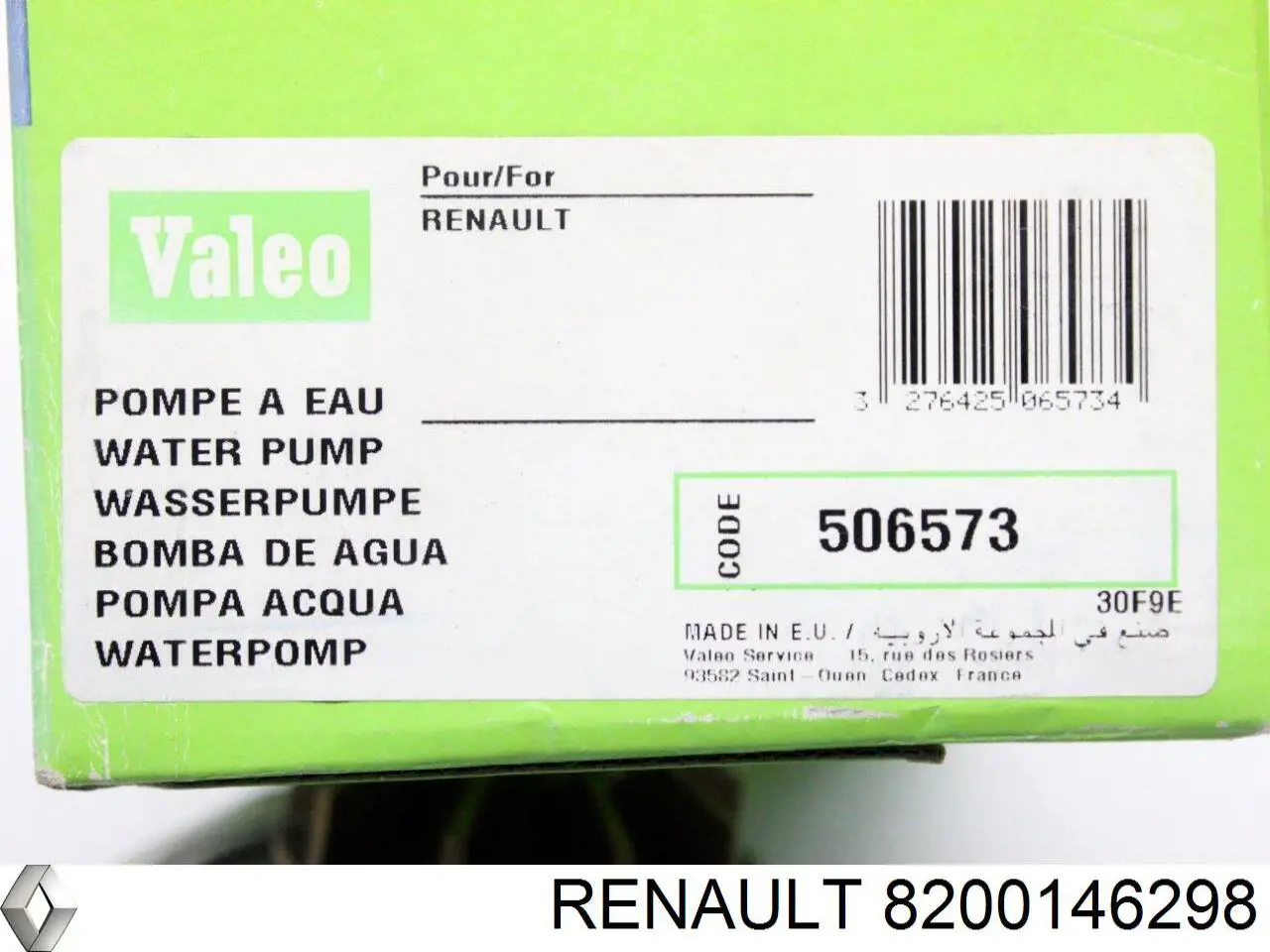 Comprar 8200146298 Renault (RVI) Bomba de agua para motor
