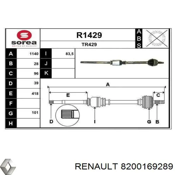 Semieje delantero derecho Renault (RVI) 8200169289 precio, desde 120,41 EUR