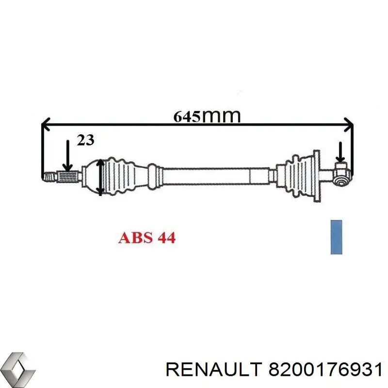 8200176931 Renault (RVI) árbol de transmisión trasero derecho