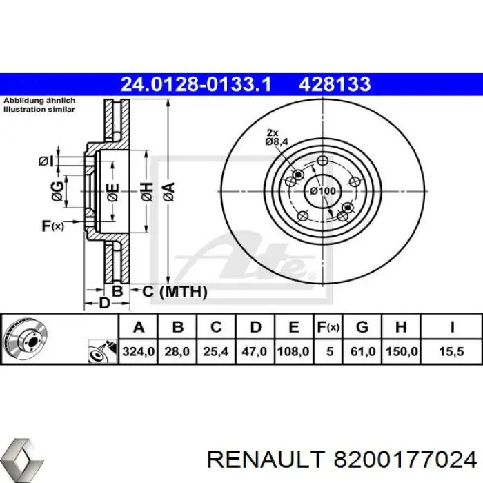 Freno de disco delantero Renault Espace 4 JK0