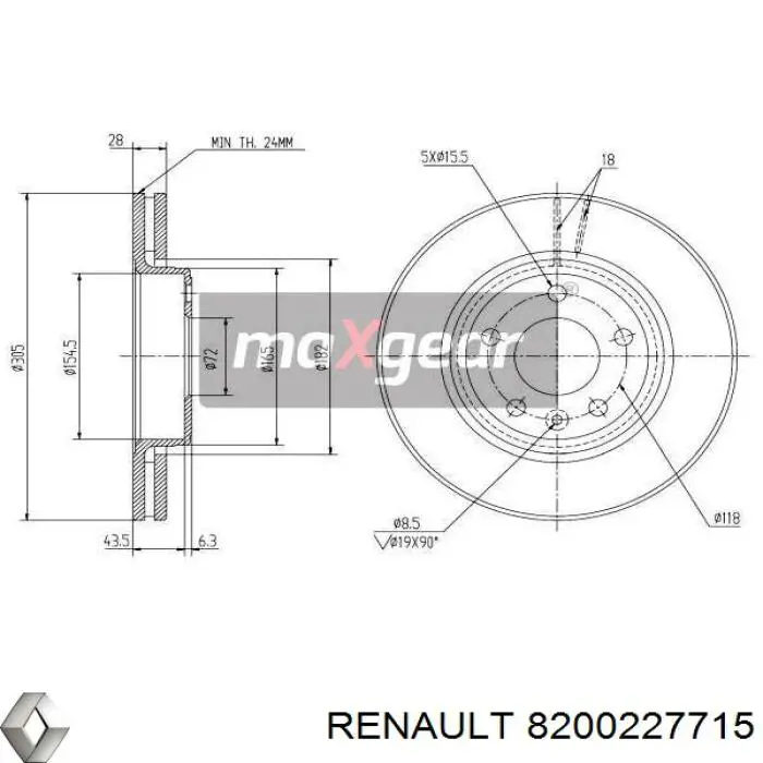 8200227715 Renault (RVI) disco de freno delantero