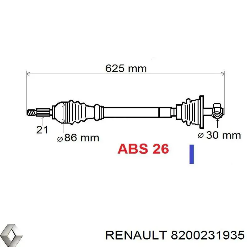 8200231935 Renault (RVI) árbol de transmisión delantero derecho