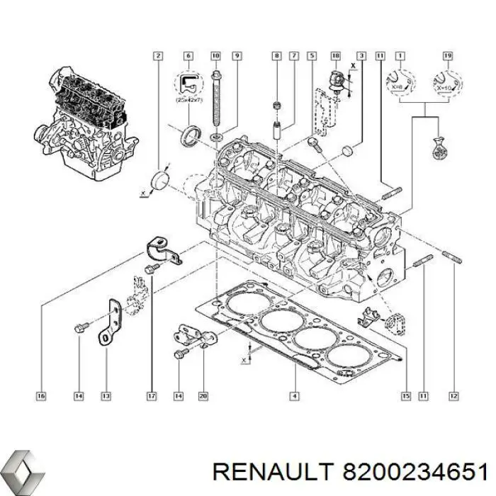 8200234651 Renault (RVI) sello de aceite de valvula (rascador de aceite Entrada/Salida)