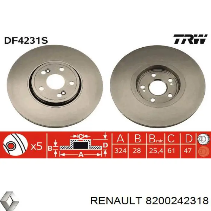 Freno de disco delantero Renault Espace 4 JK0