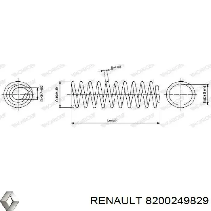 8200249829 Renault (RVI) muelle de suspensión eje trasero