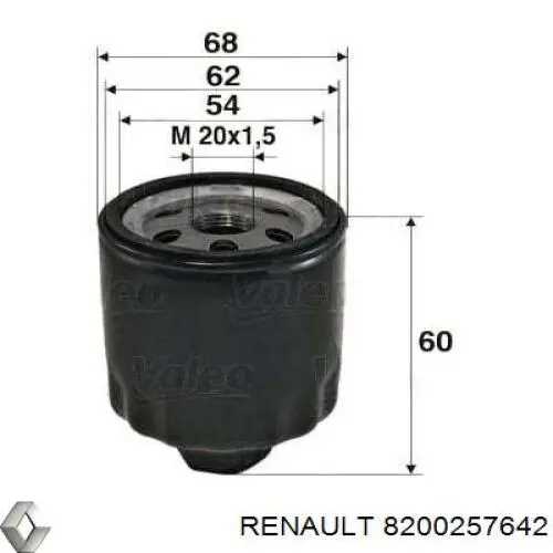 8200257642 Renault (RVI) Filtro aceite