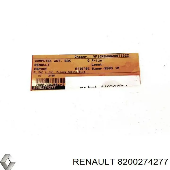 Módulo de control electrónico de la transmisión automática Renault (RVI) 8200274277 precio, desde 84,22 EUR