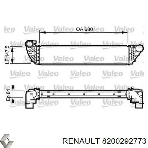 Radiador de aire de admisión Renault (RVI) 8200292773 precio, desde 69,70 EUR