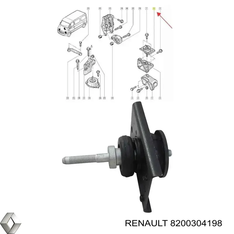 Soporte izquierdo del motor 8200304198 Renault (RVI)