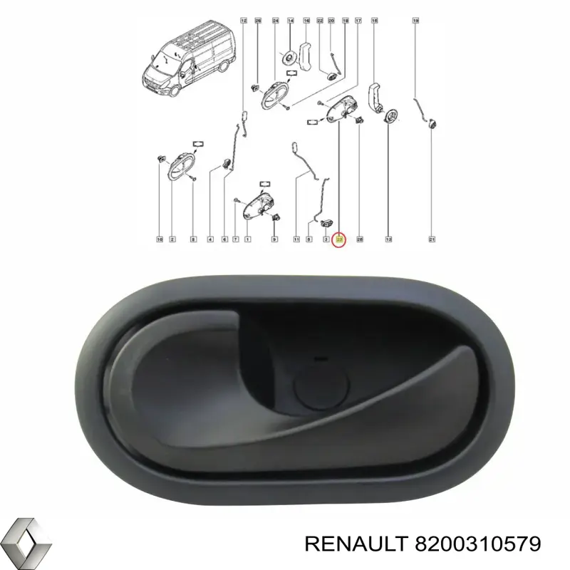 Manija interior izquierda delantera/trasera de puerta Renault (RVI) 8200310579 precio, desde 15,66 EUR