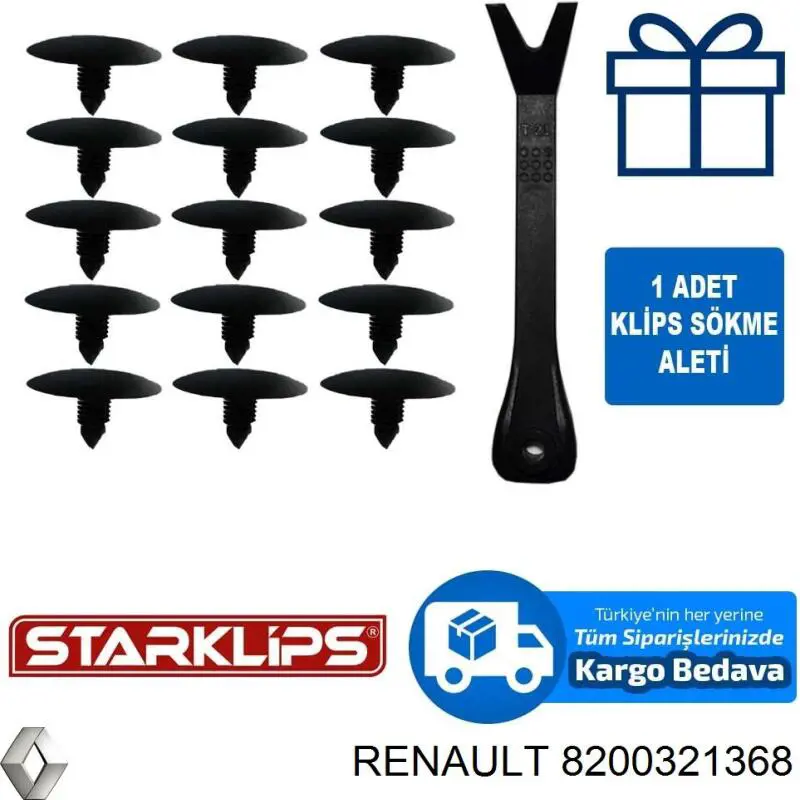 Comprar 8200321368 Renault (RVI) Clip de tapicería de la tapa del maletero