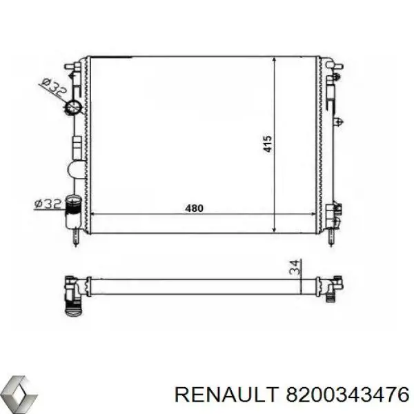 8200343476 Renault (RVI) radiador