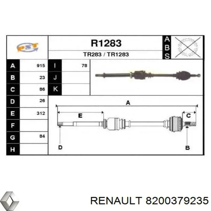 8200379235 Renault (RVI) Semieje delantero derecho
