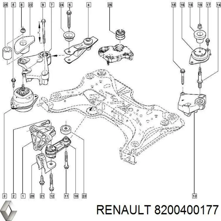 Soporte para taco de motor derecho Renault (RVI) 8200400177