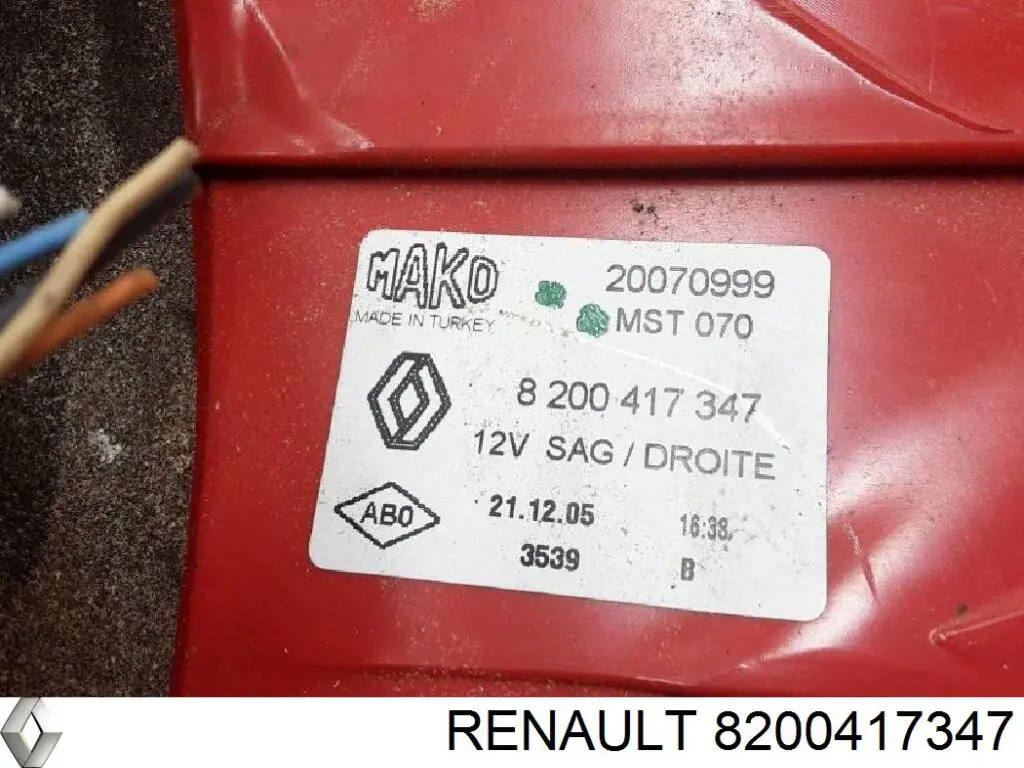 8200417347 Renault (RVI) piloto posterior derecho