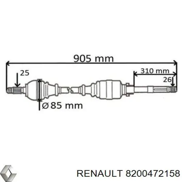 Semieje delantero derecho Renault (RVI) 8200472158 precio, desde 53,53 EUR