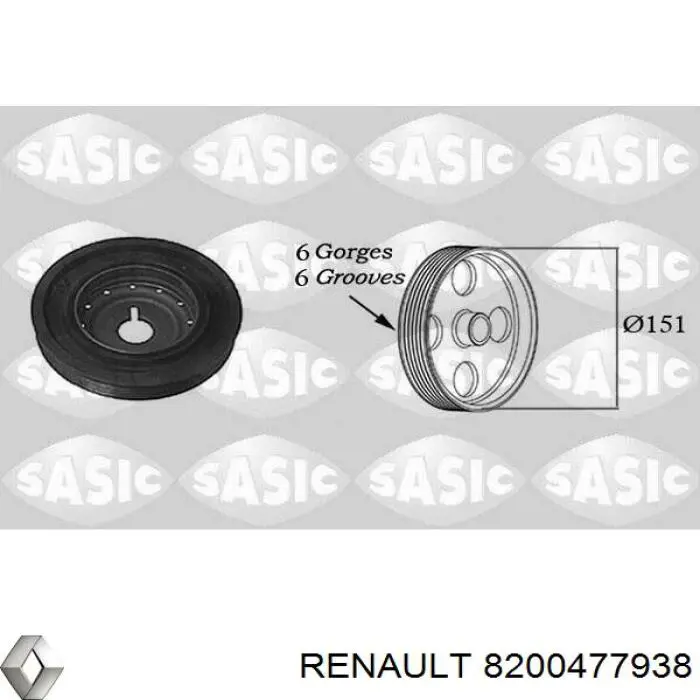 Comprar 8200477938 Renault (RVI) La polea del cigüeñal