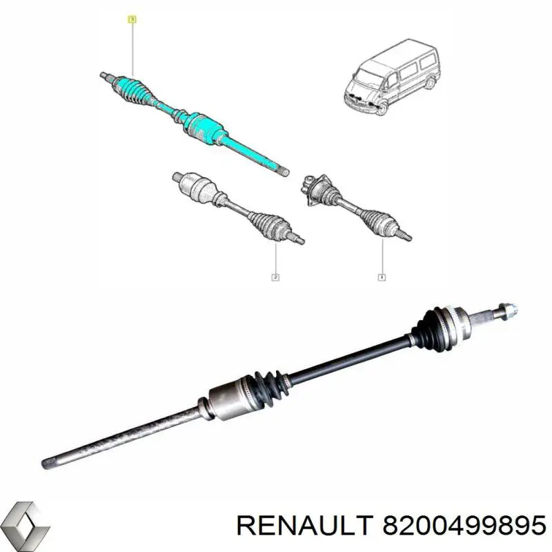 8200499895 Renault (RVI) árbol de transmisión delantero derecho