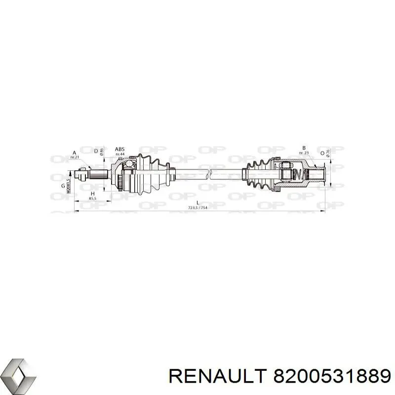 024449 GKN-Spidan árbol de transmisión delantero izquierdo