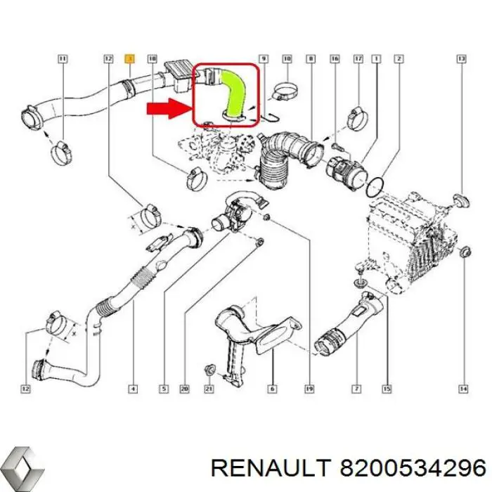 Comprar 8200534296 Renault (RVI) Tubo intercooler